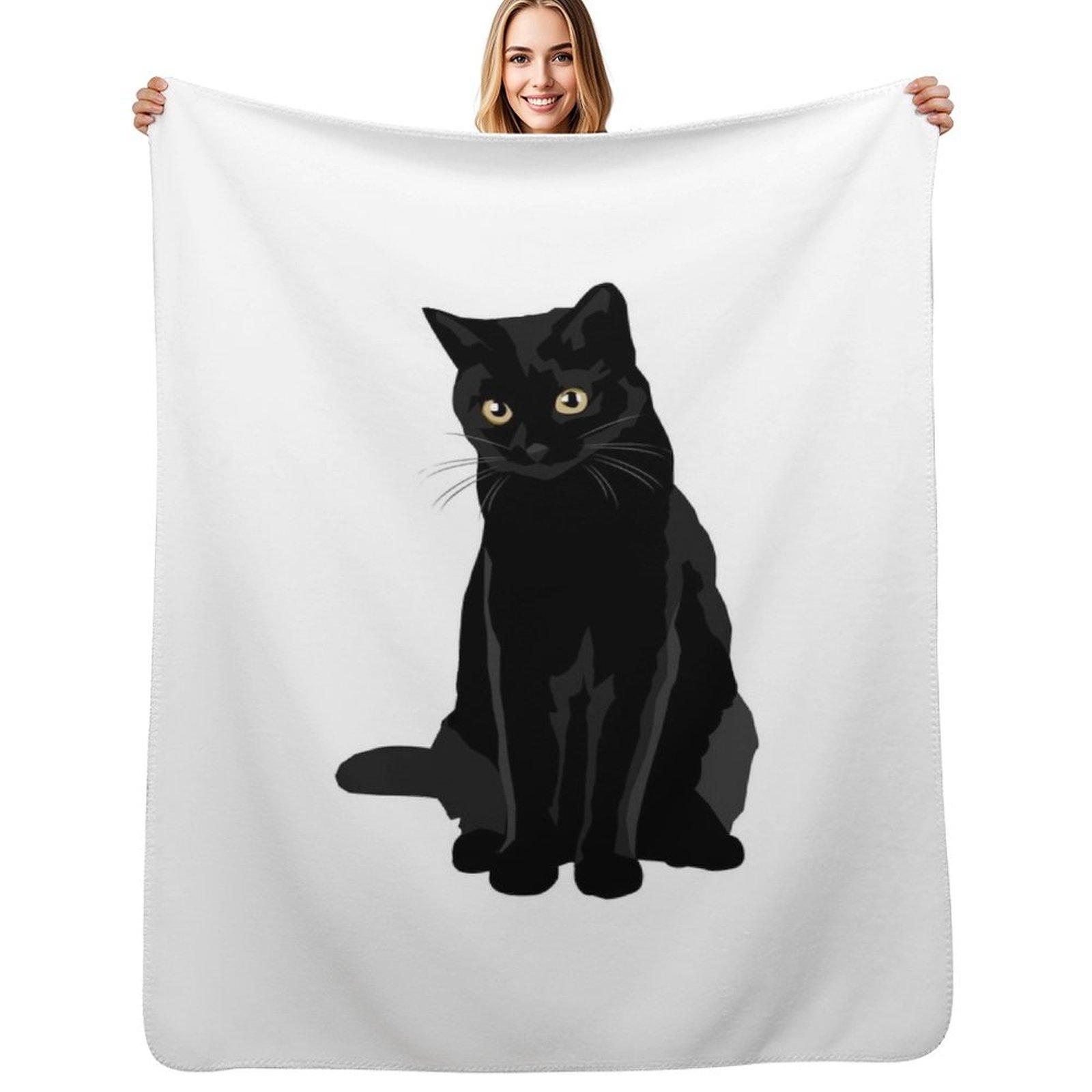 Black Cat Throw Blanket No Pilling Soft Warm Blanket for Bed Size: 75*100cm, Weight: 230 GSM