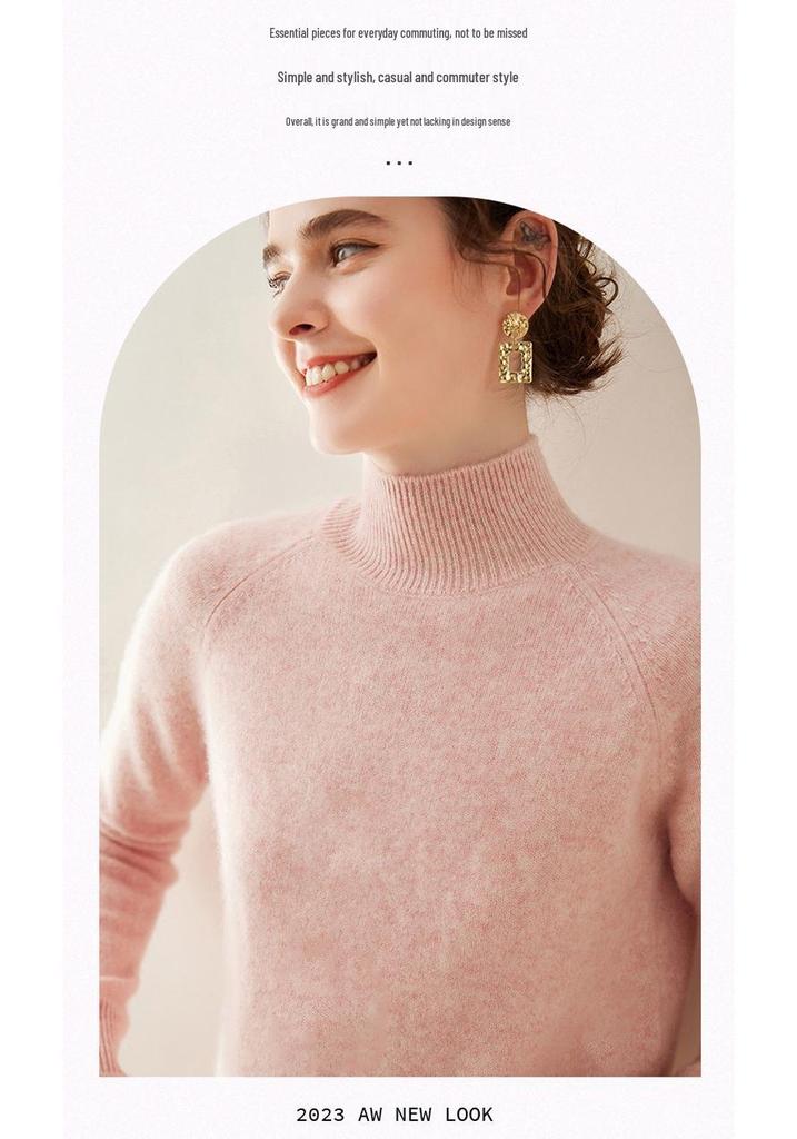2024 Autumn/Winter Women's Plus Size Cashmere Sweater - Thick, Solid Color, Raglan Sleeve Knitwear Base Layer.