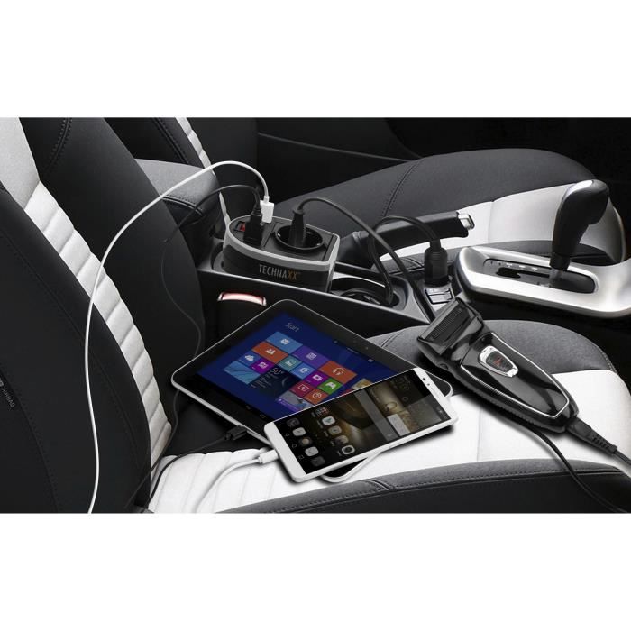 Adaptateur pour chargeur dans automobile avec 2 ports USB et une prise de sécurité