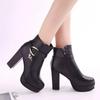 Winter Booties Women  New Genuine Leather Fashion Platform Shoes For Woman  High Heel Boots Dress Shiny Office  Ankle Boots