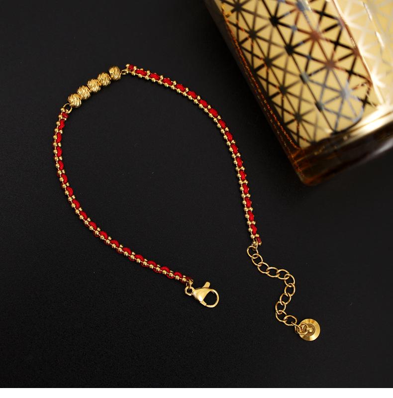 Pulsera Roja de Año Nuevo Tejida a Mano para Mujer con Cuentas Doradas - Regalo Tai Sui