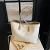 Women's large capacity PU shoulder bag monochromatic stitching bag casual totes