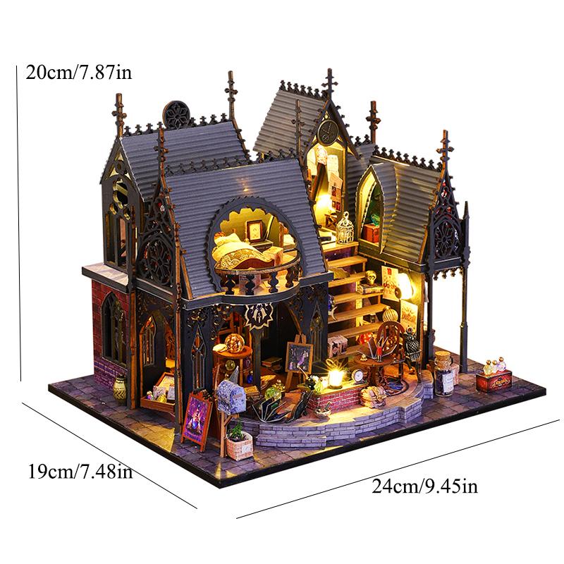 DIY Wooden Doll House Garden Model 3D Puzzle Assemble Building Kits Toys Home Bedroom Decoration With LED Lights Dollhouse Gift