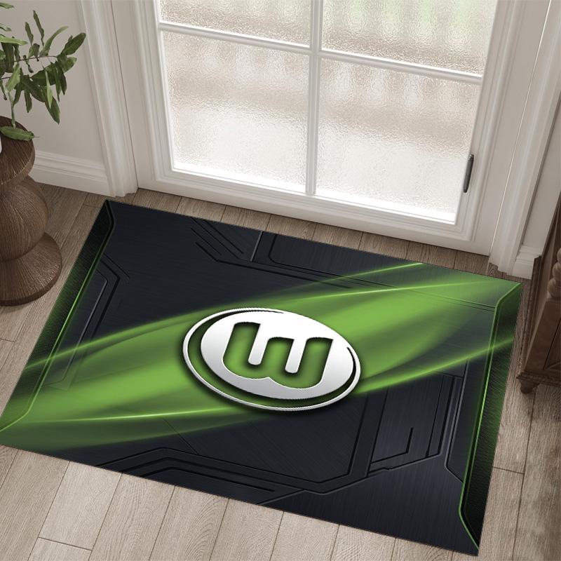 VfL Wolfsburg FC Design Kristall Samt Teppich Gemütlich Nicht?Rutschfester Teppich mit Aufdruck für Schlafzimmer Wohnzimmer Eingang