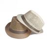 Unisex Summer Straw Fedora Hat Hollow Out Mesh Crown Panama Trilby Cap Striped Band Sun Protection Beach Travel Jazz Hat