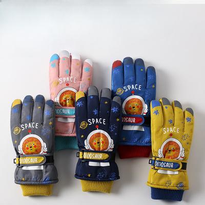 New Children's Ski Gloves Cute Cartoon Winter Gloves for Boys and Girls Astronaut Cycling Windproof  Cold Resistant and Warm Gloves