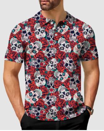 Horror Skull 3D Printed Polo Shirt Clothing Fashion Hawaiian Short Sleeve Polo Hip Hop XXS