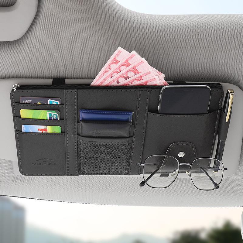Multi-Function Car Visor Organizer: Glasses, Card, and ID Clip Holder