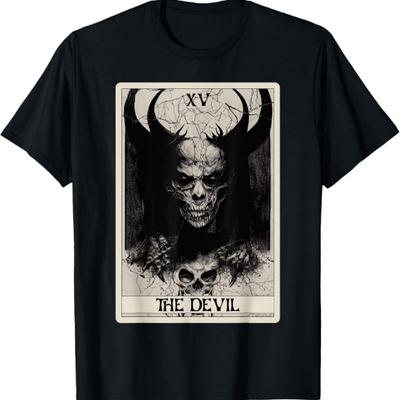 Occult Dark Art Horror Devil Tarot Card T-Shirt