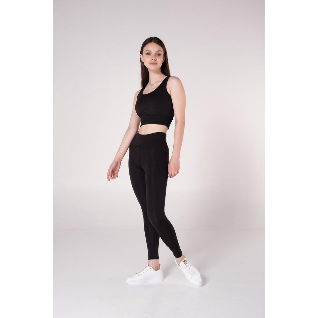 Schwarzer Damen-Sport-BH mit Rundhalsausschnitt