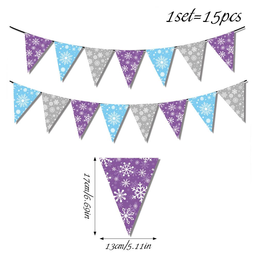 

White Snowflakes Xmas Decor Pre-Strung Christmas Plastic Flags Green And Red Bunting Garland Classically Designed For Holiday