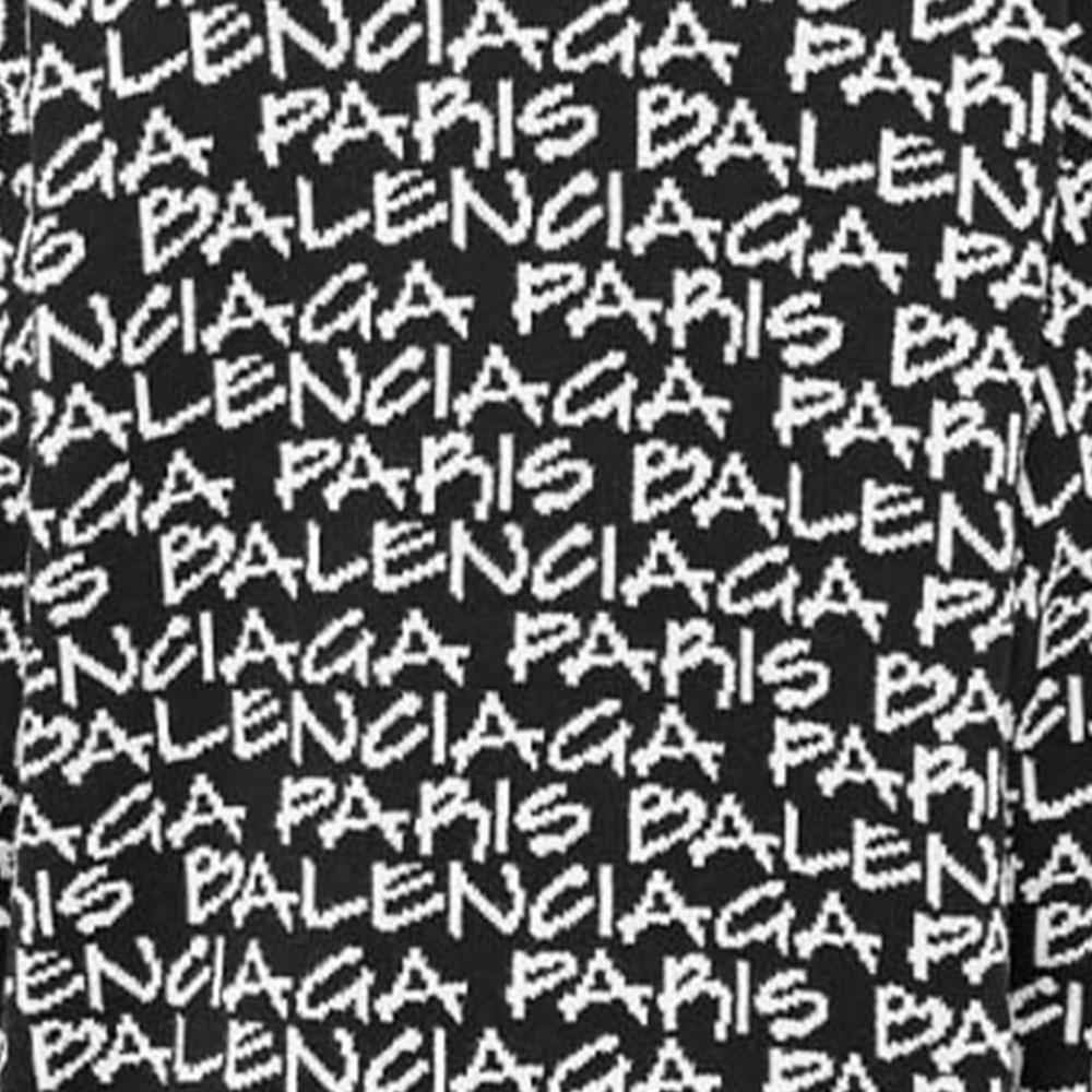 Balenciaga All Over Balenciaga Paris Intarsia Jumper 'Black White' Men's 599826T31701070