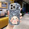 Phone Case: 2D Flat Design Suitable for iPhone 18 17 16 15 14 13 Pro Protective Case, Couple Style, Hugging Heart White Rabbit, Christmas and Hallowee