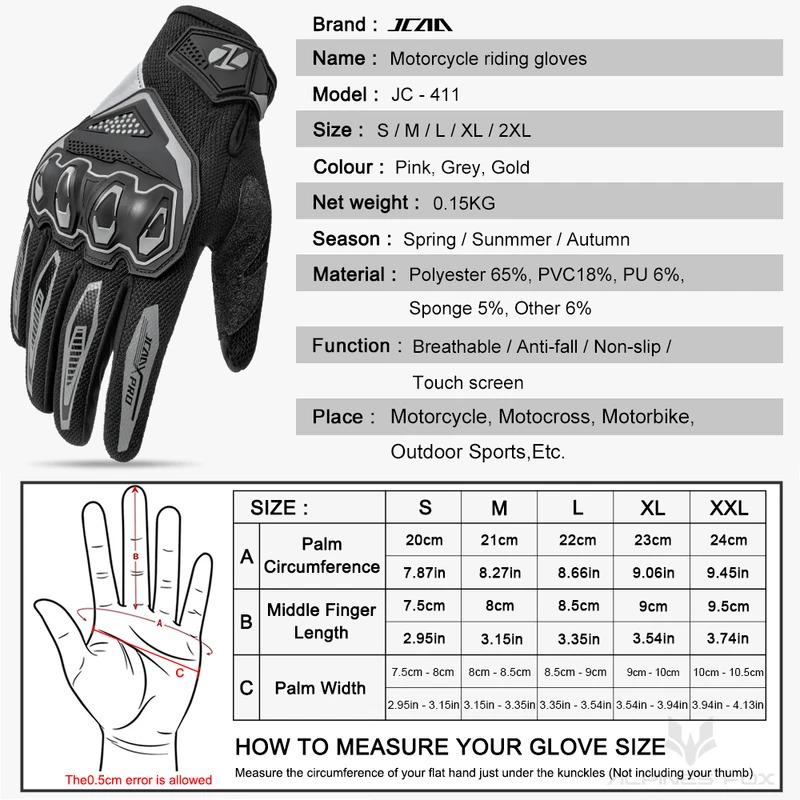 Summer Motorcycle Gloves Dirt Bike Items Full Finger Accessory Touch Screen Compatible Unisex for Moto Riding Cycling Guantes