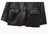 2025 Women's Casual Faux Leather Lapel Jacket - European & American Style
