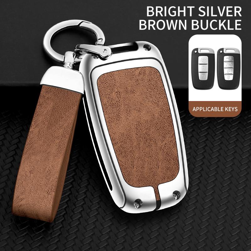 Zinc Alloy Leather Car Key Case For Hyundai Solaris Hb20 I30 Veloster Sr Ix35 Elantra Accent For Kia Sportage K5 Rio Sportage K2