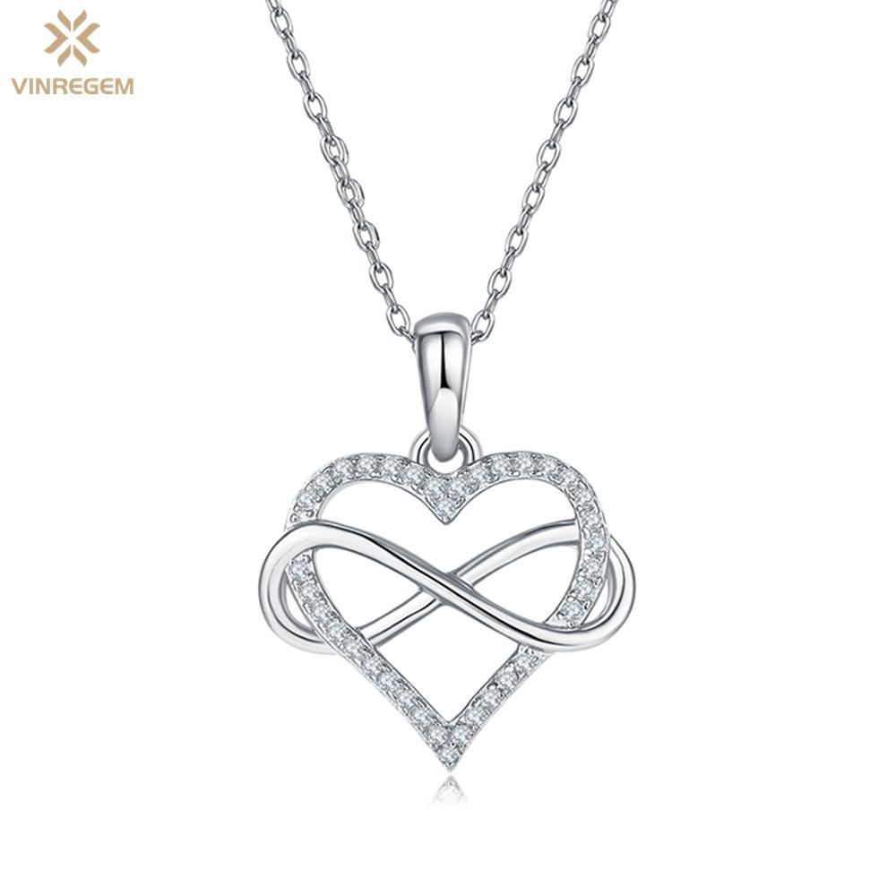 

Vinregem 3EX VVS1 D Цвет 0,18 карата настоящие муассанитовые бриллианты с подвеской в ​​форме сердца для женщин, 100% стерлинговое серебро 925 пробы, ювелирные изделия, подарки chain length-45cm белый