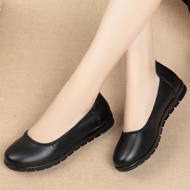 Jiuzhan Work Shoes Women's Black Tooling Leather Shoes Women's Work Shoes Professional Soft-soled Comfortable Flat-soled Single Shoes