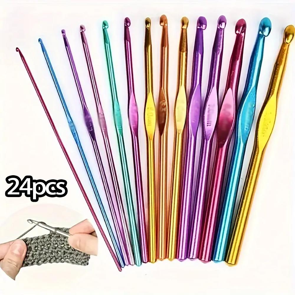 12/36 Metal Handle Crochet Hook Colorful Aluminum Knitting Needles Single Head Crochet Knitting Yarn Crafts DIY Apparel Needles