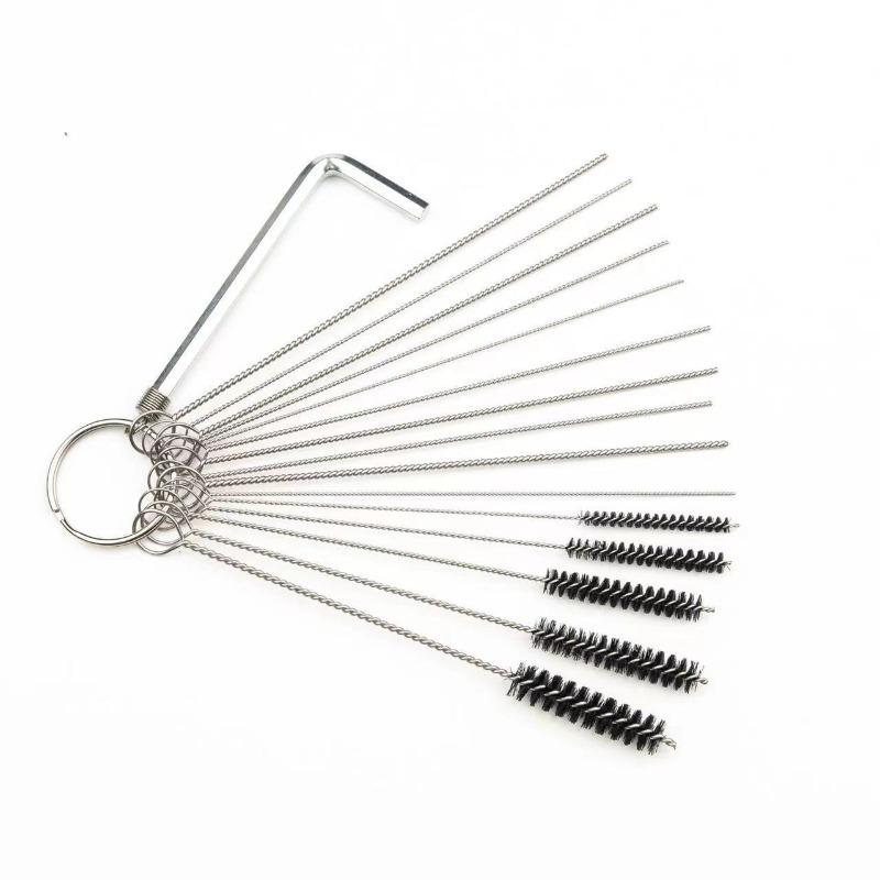 Motorcycle Carburetor Carbon Dirt Jet Remove for ATV Welder Carb Chainsaw Spray Gun Torch Tips 10 Cleaning Needles with 5 Brush