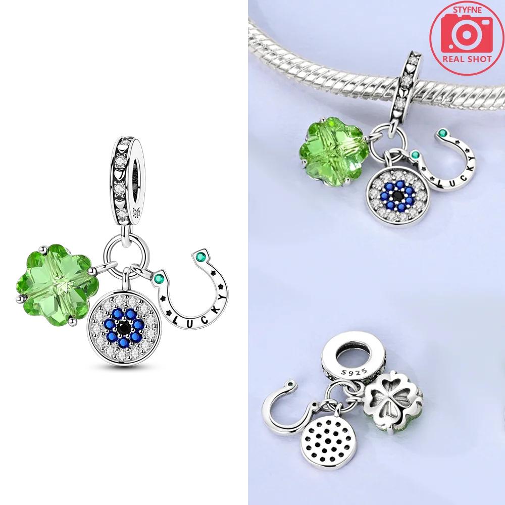 

Charms Platafour-Leaf Clover Eyes Horseshoe Beads Fit Originalbracelets Charms For Women Jewelry Diy Making Gifts