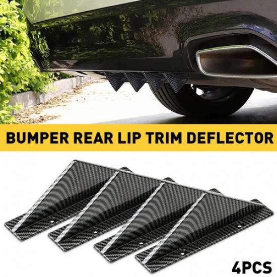 Carbon Car Fiber Rear Diffuser Bumper Fin Shark Curved Spoiler Lip Splitter Wing