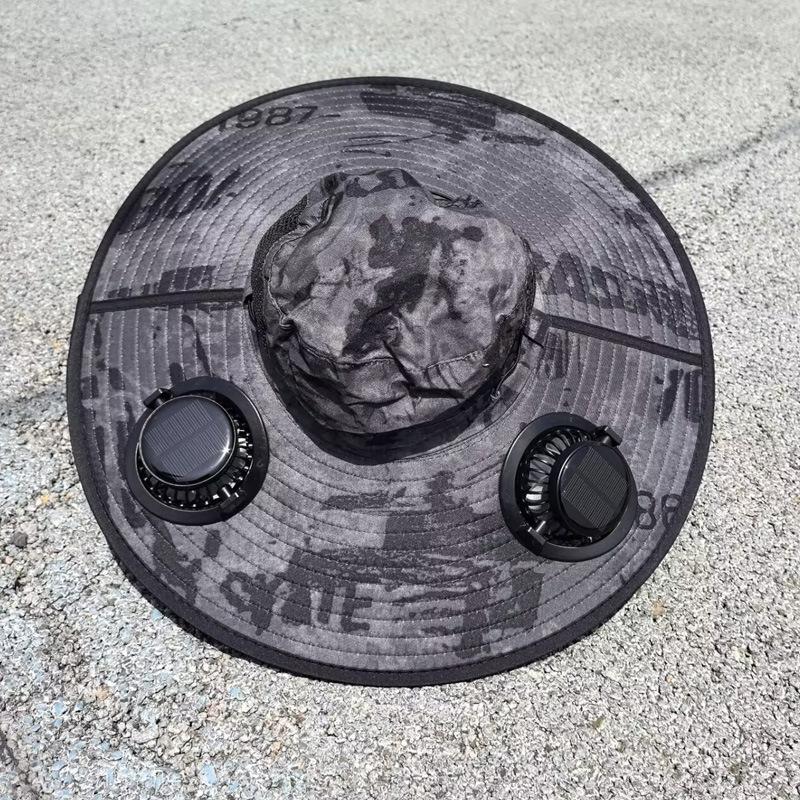 Solar Powered Fan Hat Men's Summer Outdoor Mountain Climbing Fishing UV Protection Super Wide Brim Sunscreen Fisherman Cap