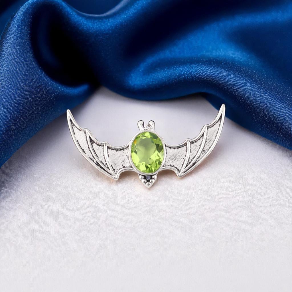 Natural Peridot Gemstone 925 Sterling Silver Jewelry Pendant 1" Gift For Mother CP-33-7