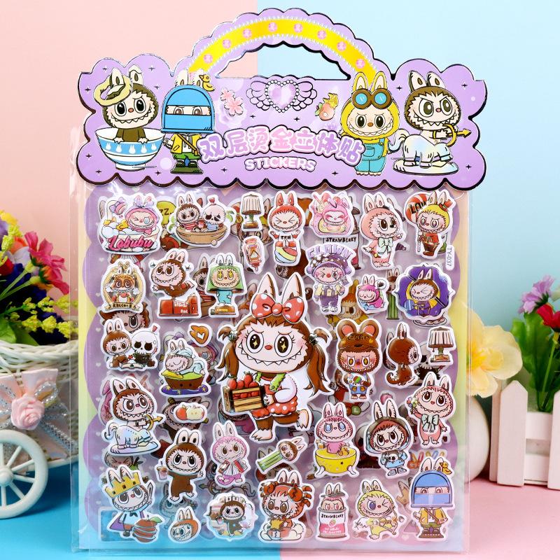 

Children s Cartoon Sticker Double-layer Three-dimensional Bubble Sticker 3D Bronzing Elf Tiantuan Cartoon Rabbit