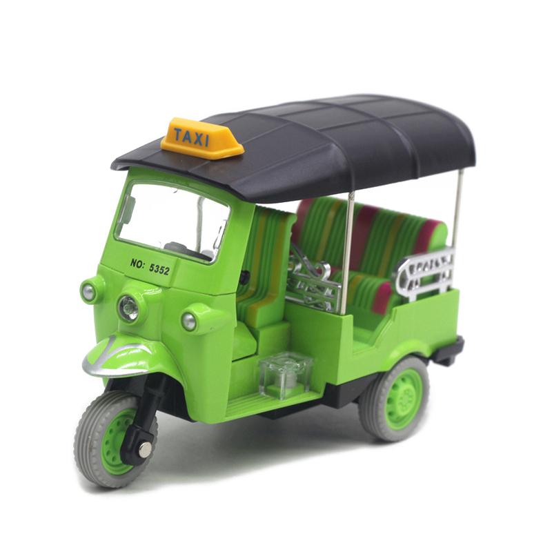 1 Peça Presente de Aniversário Modelo de Triciclo Tailandês Brinquedo Simulação Tuk Tuk Carro Estatueta Brinquedo de Veículo Infantil Decoração de Topper de Bolo para Mesa