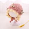 Cute Bow Ruffle Baby Hat Winter Thicken Knitted Warm Infant Lacing Cap Solid Color Newborn Girl Ear Protection Bonnet Beanie