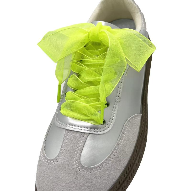 1Pair Women's  Soft Casual Flat Shoestrings for Sneaker 2.5CM Wide Shoe Accessories Shoe Laces Silk Satin Ribbon Shoelaces