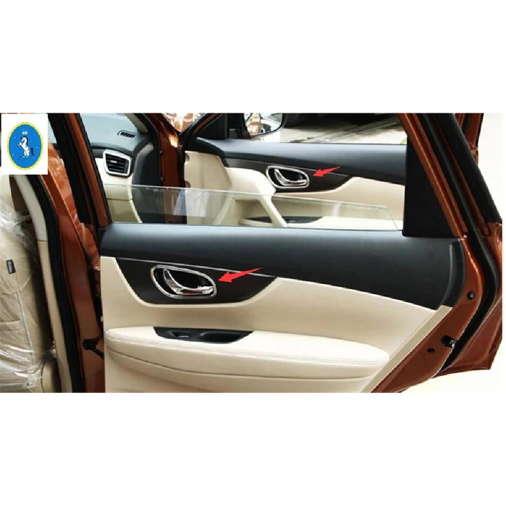 Inner Door Handle Frame Bowl Decoration Cover Trim Fit For Nissan Rogue / X-trail T32 2014 - 2016 Chrome Interior Accessories