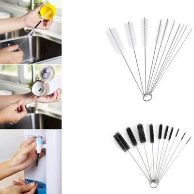 10-teilige multifunktionale Nylon-Strohbürste, Reinigungsbürste, kleines langes Reinigungswerkzeug