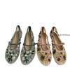 Fashion New Mesh Breathable Ballet Flats Women Luxury Designer Embroidered Flower Mary Jane Shoes Light Comfort Low Heeled Summer Flats