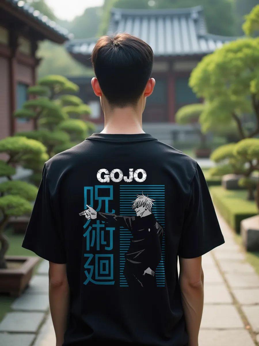 

Black cotton oversized printed T‑shirt 4XL