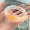 Gradient Yellow Quartzite Jade Bracelet with Wide Band