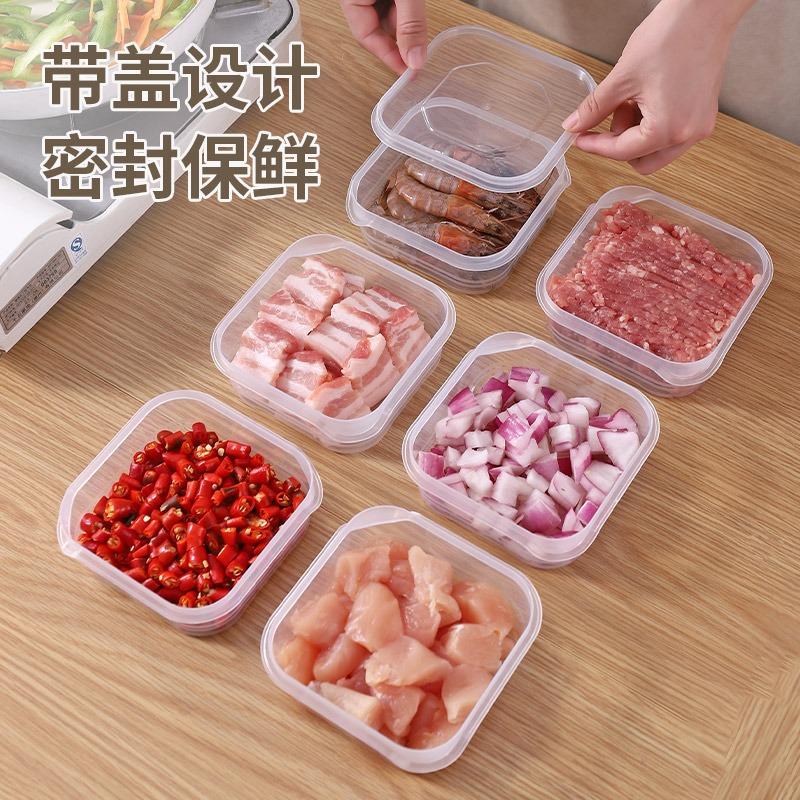 Refrigerator Frozen Meat Box Grid Freezing Box Sealed Box Fresh-Keeping Box Onion Ginger Garlic Rice Sub-Packing Box Preparation Box
