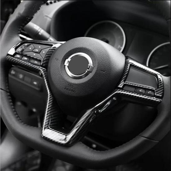 Carbon Fiber Steering Wheel Trim 3pcs For Nissan Sentra - Accessories