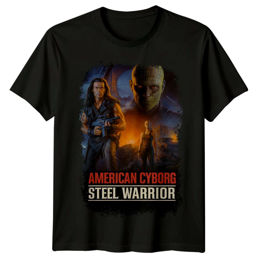 American Cyborg Steel Warrior (1994) Movie Poster Inspired 100% Cotton T-shirt Mens Tees Top Retro 80s Tee