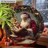 2D Flat Aluminium Christmas Sign with Santa Claus Pattern - Navidad Figurine Ornaments - Ideal for Front Door, Wall, Porch, Fence Decor - Ideal