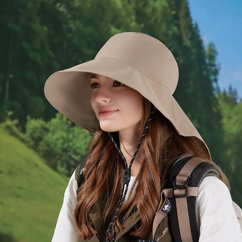 Summer big brim sun hat children outdoor cycling hiking shawl neck protection sun protection hat big head circumference breathable bucket hat