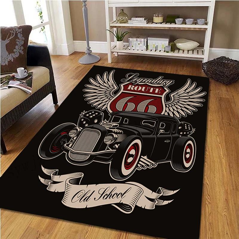 

Retro Classic Motorcycle Car Poster Carpet 3D Printed Rug Living Room Bedroom Carpets Home Decor Anti-Slip Floor Mats Door Mat 50x80cm
