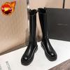Fashion Knee High Shaft Shoes Woman Winter 2024 Round Toe Middle Heel Long Boots for Women Sale On Promotion Large Size Warm Gyaru Work