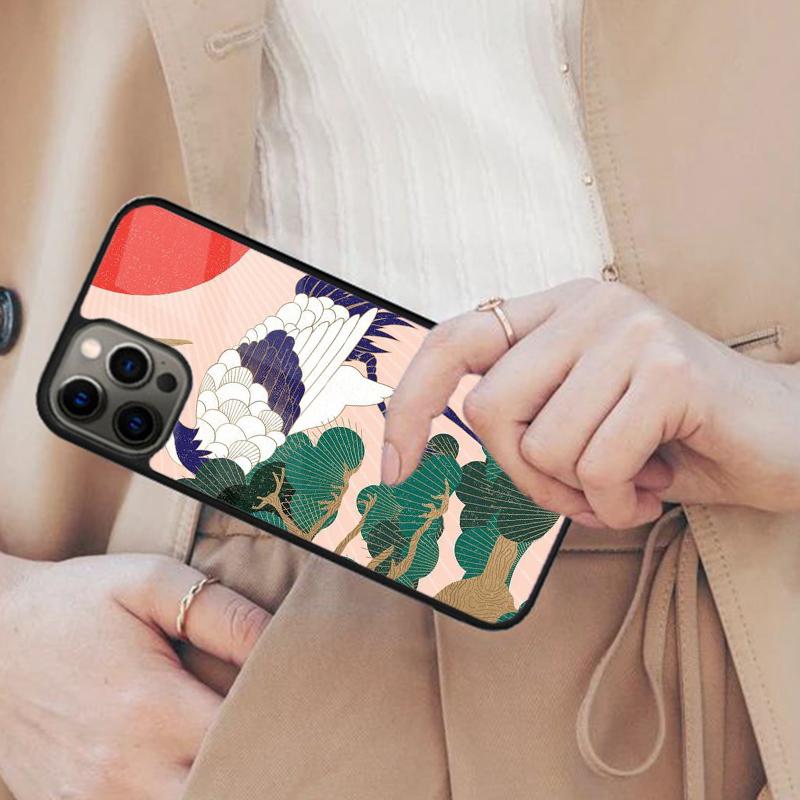 

Japanese Style Crane Cherry Magnetic Phone Case For APPLE iPhone 17 Air 16 14 13 12 Pro Max 15 Plus Wireless MagSafe Cover iPhone 13mini