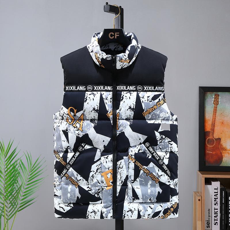 S-8XL Plus Size Men Sleeveless Jacket Winter New Casual Hooded Cotton Padded Sleeveless Vest Man Warm Camouflage Waistcoat