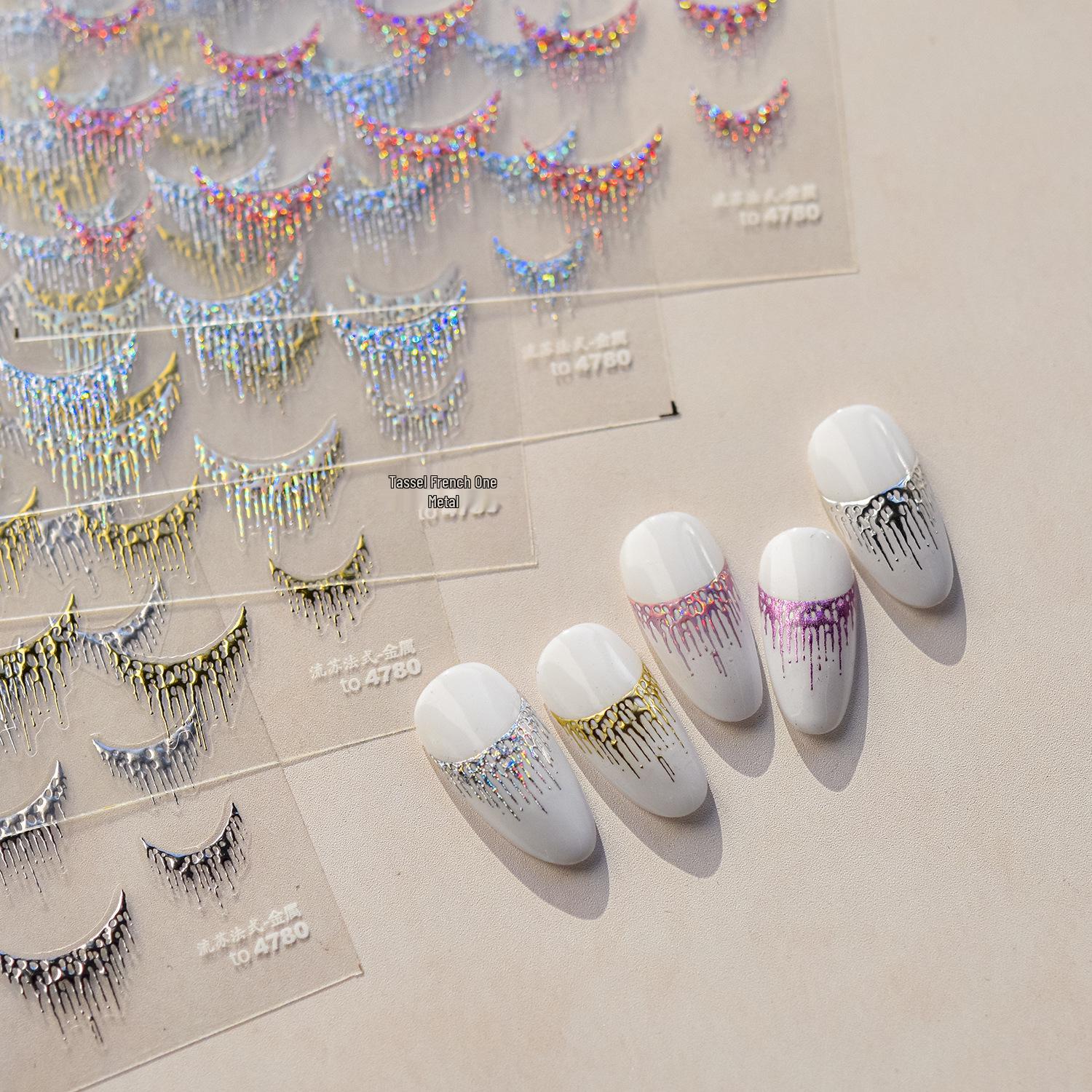 

Tomoni Hot Stamping Japanese Nail Tassel Stickers for French Manicure