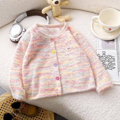 Girl's Beautiful Colorful Polka Dot Knitted Sweater Autumn Winter New Style Versatile And Thick Sweater Cardigan Jacket