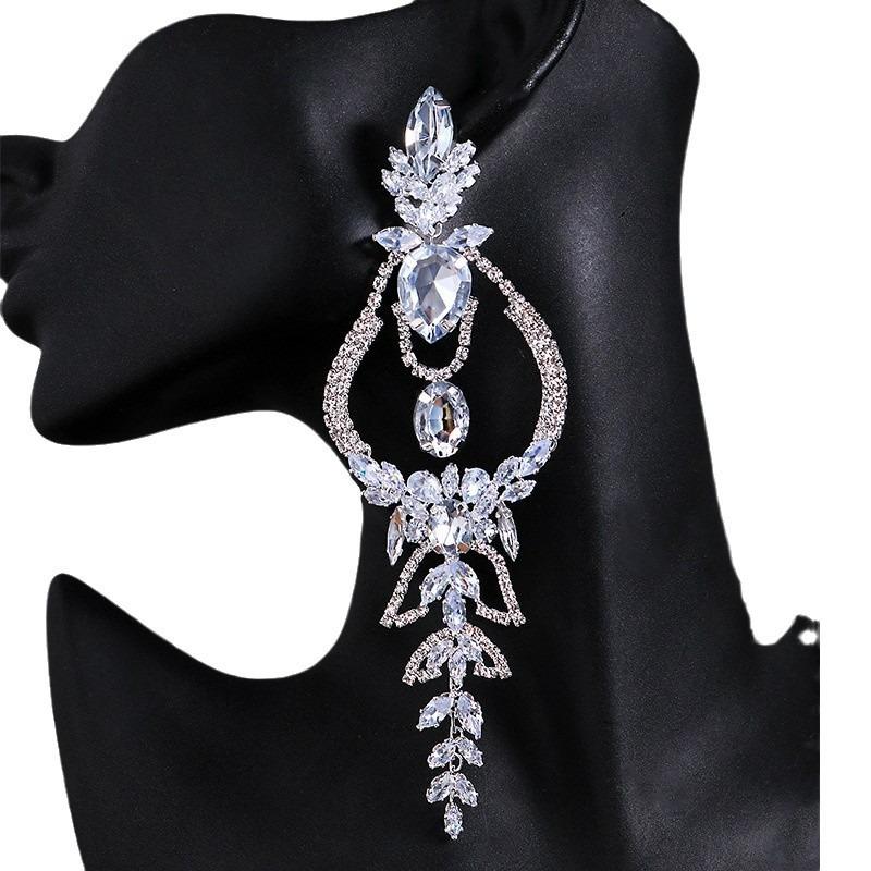 Geometric Earrings Exaggerated Rhinestone Earrings Bridal Vintage Accessories Women's Earrings