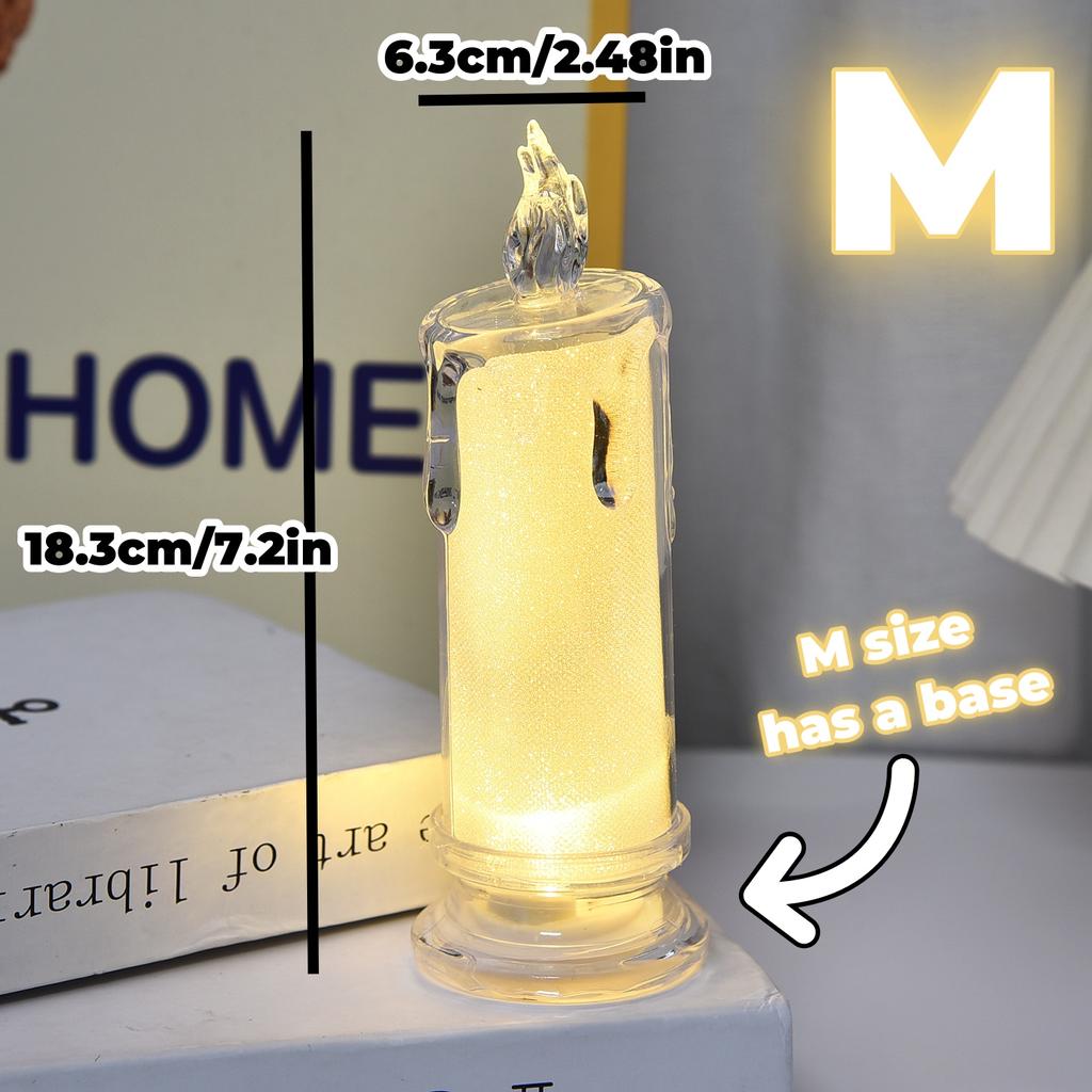 3pcs Flameless Candle LED Gap Column Candles For Family Candlelight Dinners Valentine's Day Wedding Birthday Bedroom Decor Gift